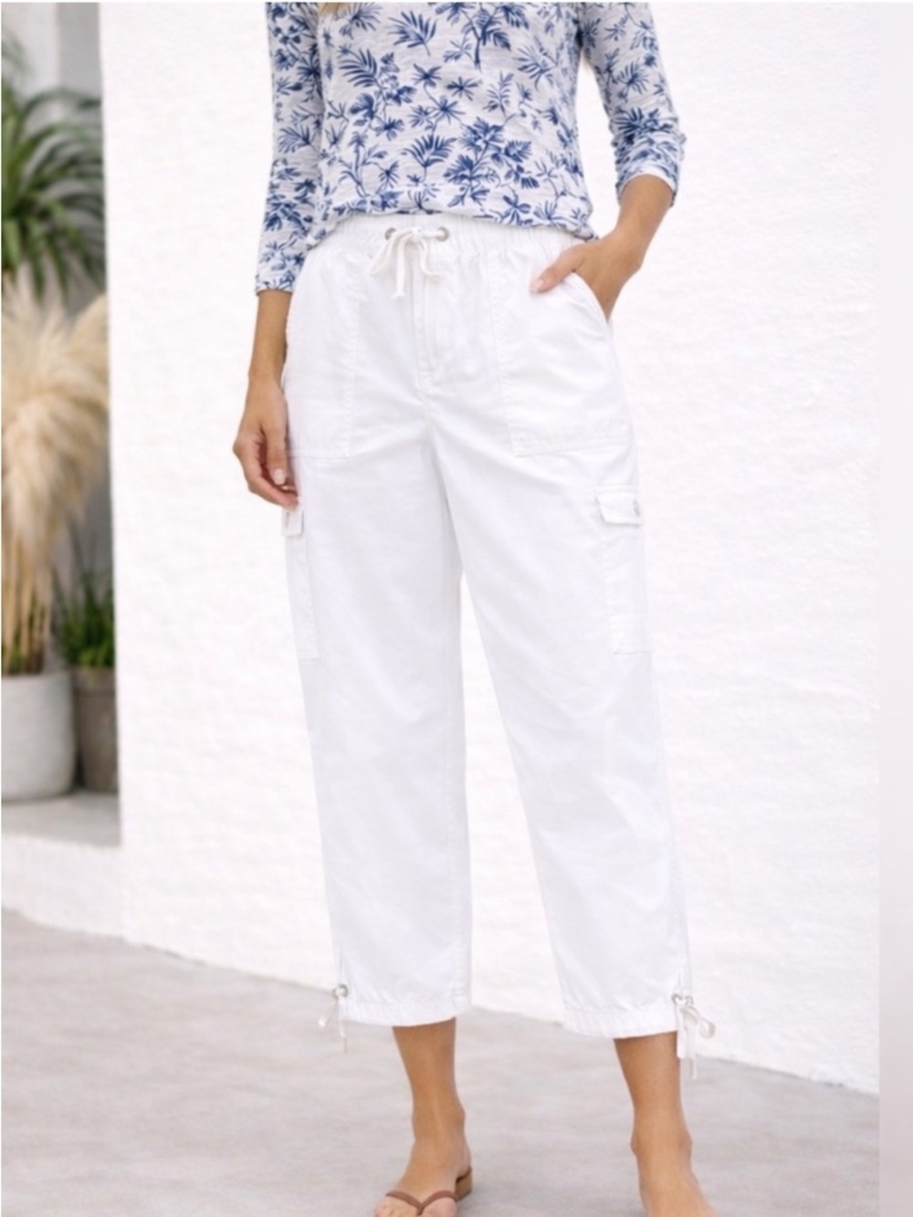 Liz Claiborne Lizwear White Lightweight Cargo Jogger Pants Size 12